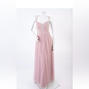 NWT Hayley Paige Occasions Formal Tulle Gown Dress #5754 Dusty Rose Pink Size 12